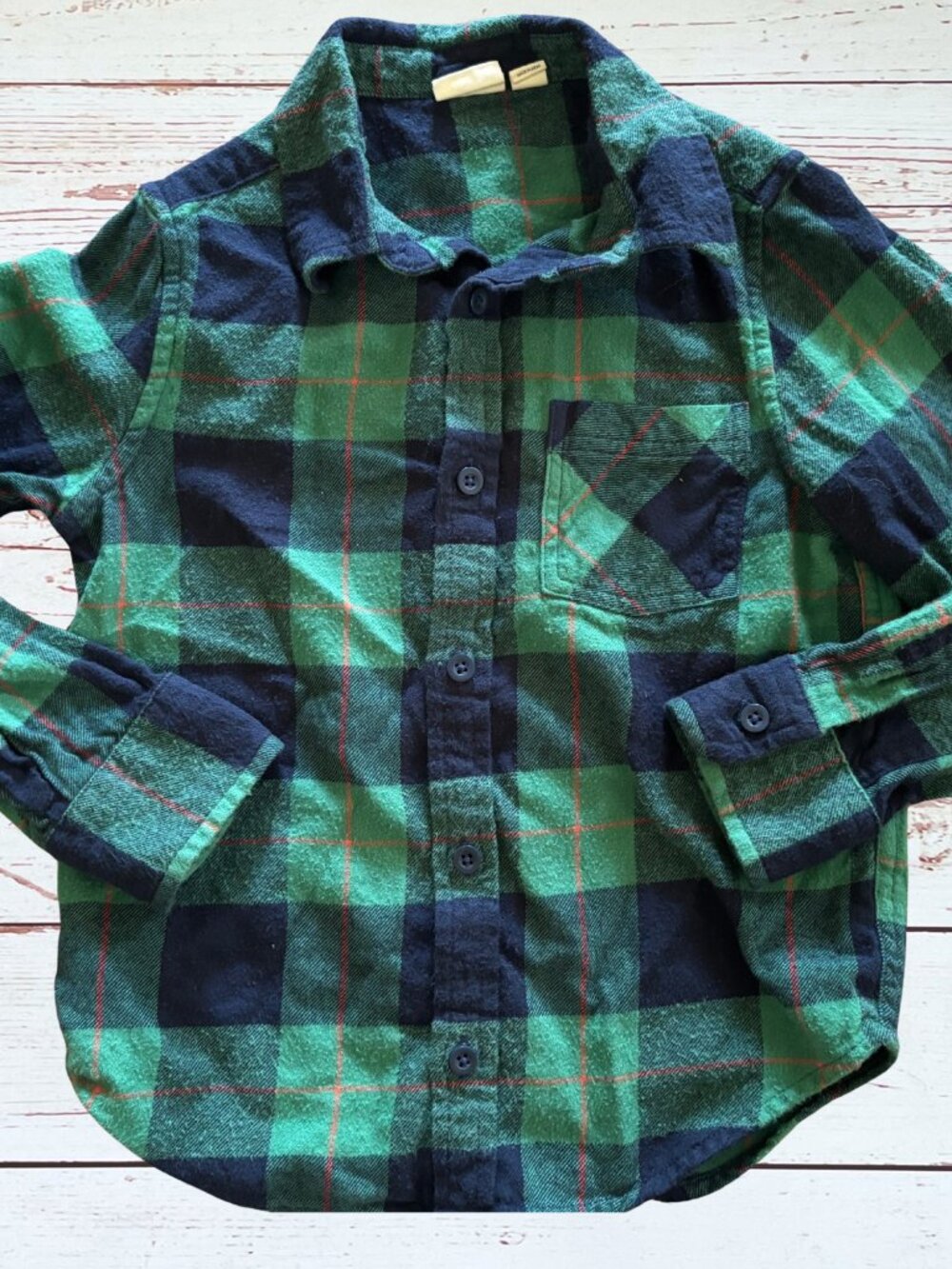 Outdoor Kids Green Plaid Button Down Flannel Size 5